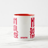 Tasse 2 Couleurs Professeur de Lycée Texte Rouge (Centre)