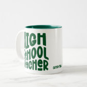 Tasse 2 Couleurs Professeur de lycée Texte vert foncé (Devant gauche)