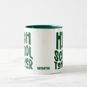 Tasse 2 Couleurs Professeur de lycée Texte vert foncé (Centre)