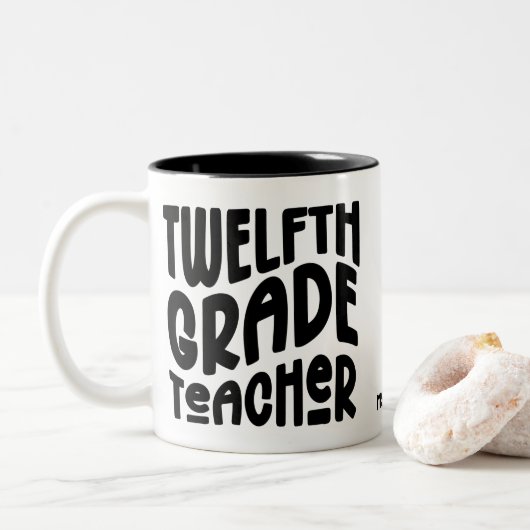 Tasse 2 Couleurs Professeur de Terminale | Design Texte Noir (Avec donut)