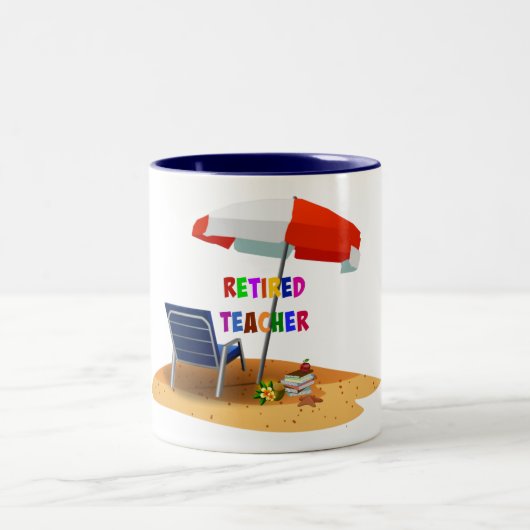 Tasse 2 Couleurs Professeur retraité, Scène de plage (révisé) (Centre)