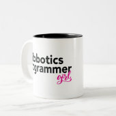 Tasse 2 Couleurs Programmeur robotique fille (Devant gauche)
