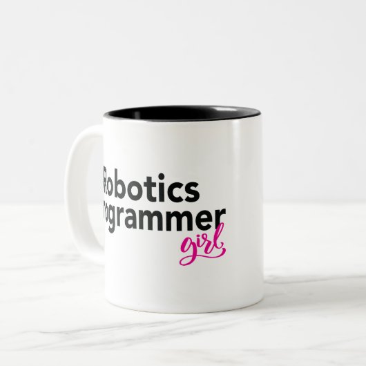 Tasse 2 Couleurs Programmeur robotique fille (Devant gauche)