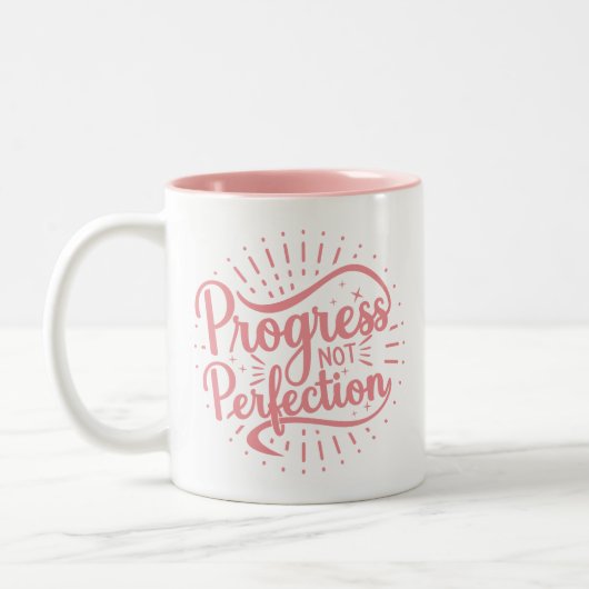 Tasse 2 Couleurs Progrès pas la perfection rose deux tons de café M (Gauche)