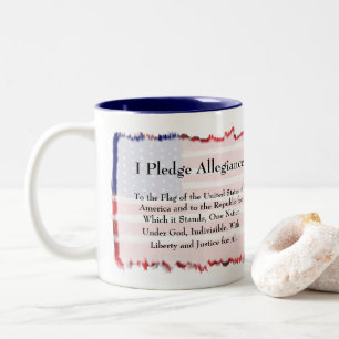Tasse 2 Couleurs Promesse D'Allégeance Et Drapeau Peint D'Art Popul
