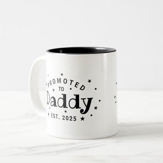 Tasse 2 Couleurs Promoté À Papa Cadeau Père Personnalisé (Devant gauche)