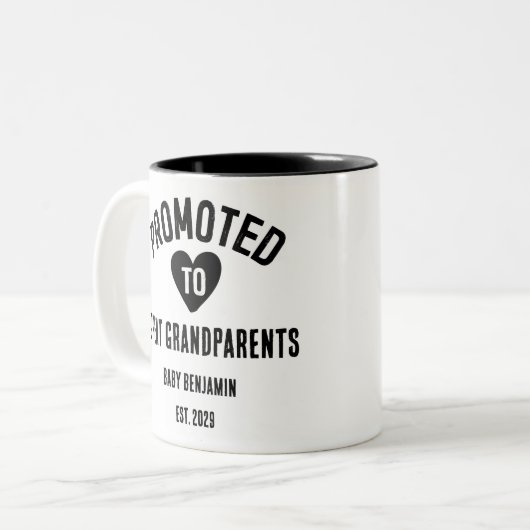 Tasse 2 Couleurs Promoté aux grands-parents Nom personnalisé (Devant gauche)