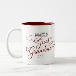 Tasse 2 Couleurs Promu Grande Mamie faux éclat avec coeurs