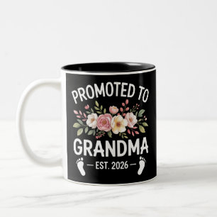 Tasse 2 Couleurs Promue grand-mère 2026 Première fois Nana Floral