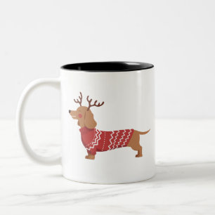 Tasse 2 Couleurs Propriétaire de chien de Noël Cadeau de Dachshund 