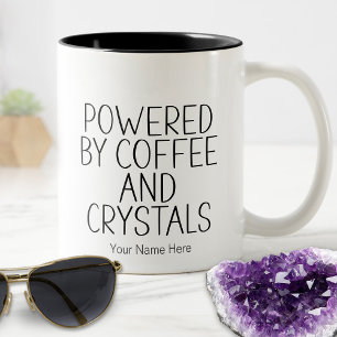 Tasse 2 Couleurs Propulsé par Coffee & Crystals Citation Métaphysiq