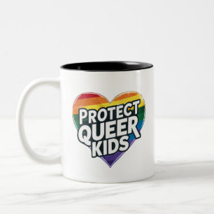 Tasse 2 Couleurs Protéger les enfants queer Rainbow Heart LGBT Prid