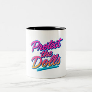 Tasse 2 Couleurs Protégez les poupées Neon Retro Art