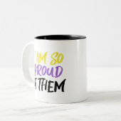 Tasse 2 Couleurs Proud Parent of Nonbinary Child Mom or Dad (Devant gauche)