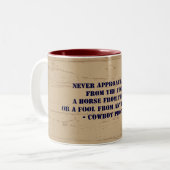 Tasse 2 Couleurs Proverbe occidental de cowboy (Devant gauche)