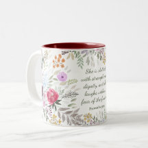 Proverbes 31:25 Bible Verse Aquarelle florale