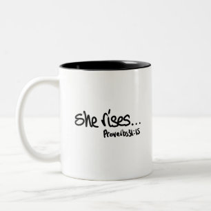 Tasse 2 Couleurs Proverbes 31 typographie chrétienne Deux Tons Café