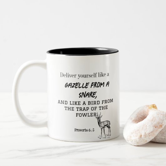 Tasse 2 Couleurs Proverbes 6 : 5 (Avec donut)