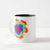 Tasse 2 Couleurs Psychédélique Aura double coeur (Devant gauche)