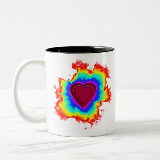 Tasse 2 Couleurs Psychédélique Aura double coeur (Gauche)