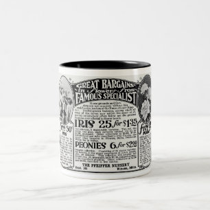 TASSE 2 COULEURS PUBLICITÉ À GRAINE DE FLEURS DES ANNÉES 1920