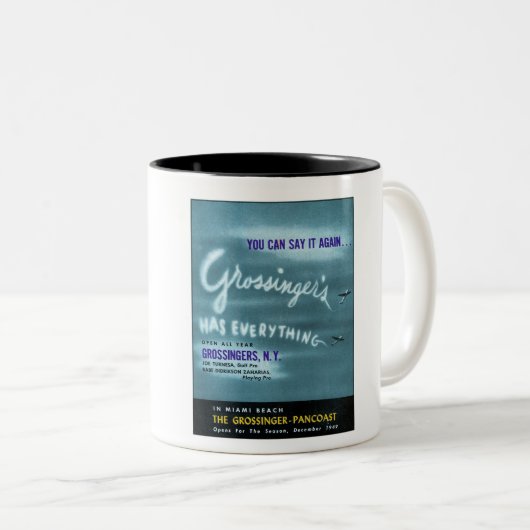 TASSE 2 COULEURS PUBLICITÉ DE GROSSINGER 1949 (Devant droit)