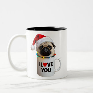 Tasse 2 Couleurs Pug de Christmas