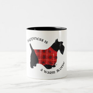 Tasse 2 Couleurs Pull à carreaux rouge et noir pour Terrier Écossai