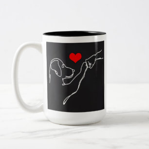Tasse 2 Couleurs Pullover avec dessin au trait de main et de chien 
