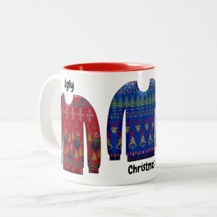Tasse 2 Couleurs Pulls de Noël laids et colorés