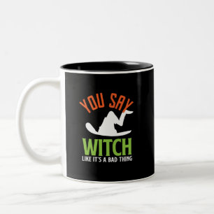 Tasse 2 Couleurs Puns de sorcière et d'artisanat Drôle Halloween