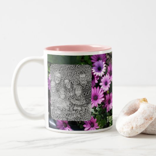 Tasse 2 Couleurs Purple African Daisy Flowame Frame Ajouter Votre P (Avec donut)