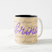 Tasse 2 Couleurs Purple Sabrina Signature Nom Motif (Devant droit)