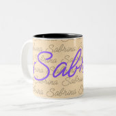 Tasse 2 Couleurs Purple Sabrina Signature Nom Motif (Devant gauche)