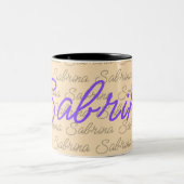 Tasse 2 Couleurs Purple Sabrina Signature Nom Motif (Centre)