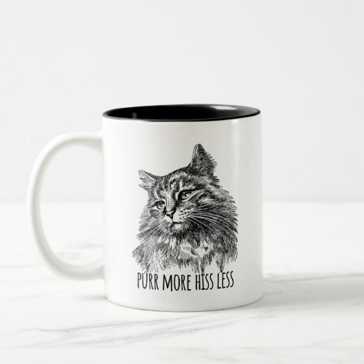 Tasse 2 Couleurs Purr More Hiss Less Pretty Kitty (Gauche)