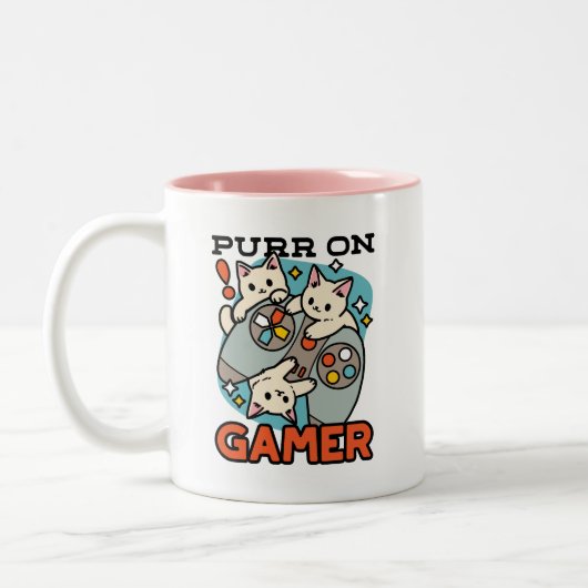 Tasse 2 Couleurs Purr On Gamer - Conception De Jeu De Chat Cute (Gauche)