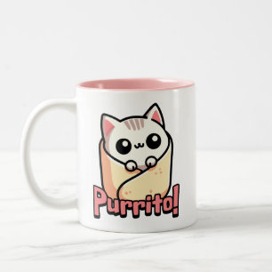 Tasse 2 Couleurs Purrito ! Cute Burrito Pun de chat