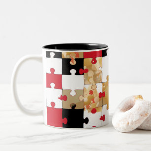 Tasse 2 Couleurs Puzzle Red Black Gold Pattern