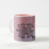 Tasse 2 Couleurs Puzzle rose pour le mois de Sensibilisation sur l' (Devant gauche)