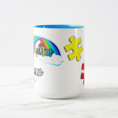 Tasse 2 Couleurs Puzzles Fiers de Momma Autisme (Centre)