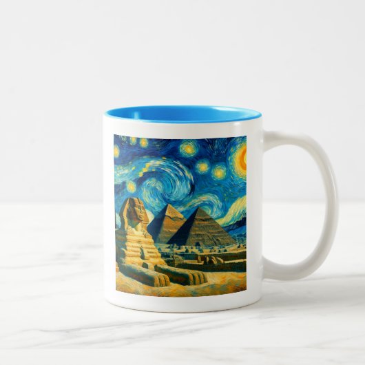 Tasse 2 Couleurs Pyramides nocturnes étoilées Sphinx Egypte (Droit)