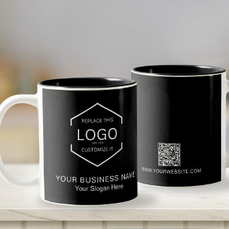 Tasse 2 Couleurs QR Code Black Entreprise Logo commercial Promo