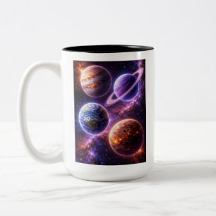 Tasse 2 Couleurs Quatre planètes spatiales uniques