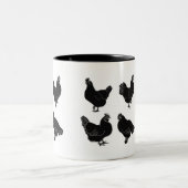 Tasse 2 Couleurs Quatre poules~Silhouette~Motif (Centre)