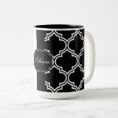 Tasse 2 Couleurs Quatrefoil noir et blanc (Devant droit)
