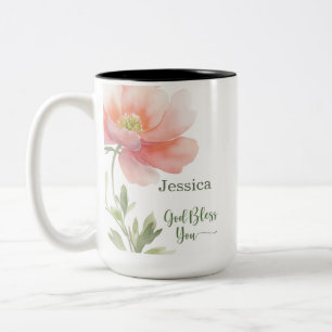 Tasse 2 Couleurs Que Dieu vous bénisse Encourager Soutenir Fleur Aq