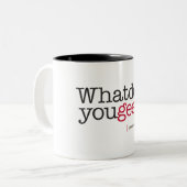 Tasse 2 Couleurs Que font vous geek ? (Devant gauche)