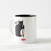 Tasse 2 Couleurs Quel chat assassin tenant le couteau Drôle Hallowe (Devant gauche)