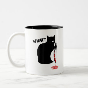 Tasse 2 Couleurs Quel chat assassin tenant le couteau Drôle Hallowe